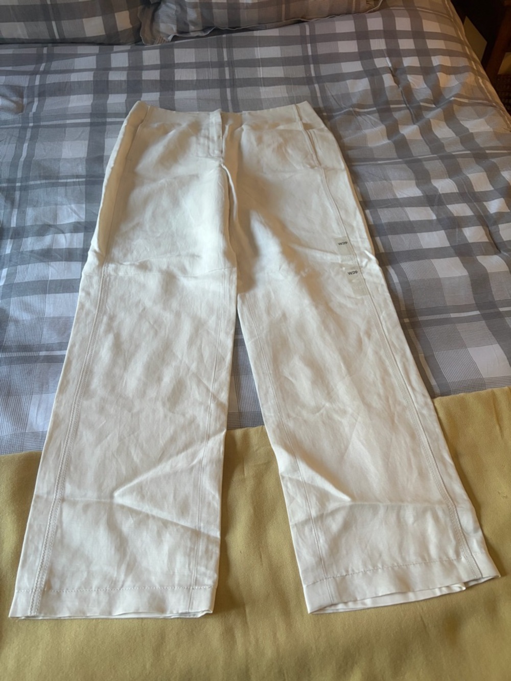 Calvin Klein women’s  Wide-Leg linen blend pants in antique white